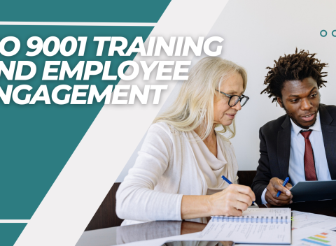 ISO 9001 employee training. A man and a woman discussing.