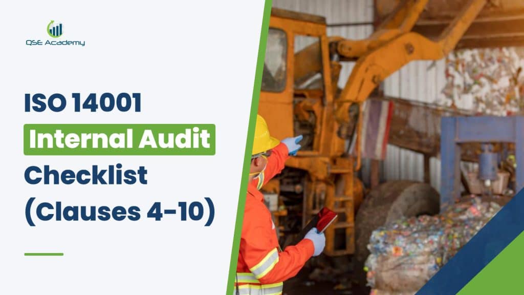 ISO 14001 internal audit checklist, clauses 4 to 10